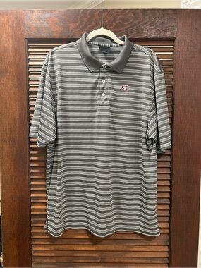 Southern Collegiate Mississippi State Bulldog Men's Grey Striped Polo Shirt